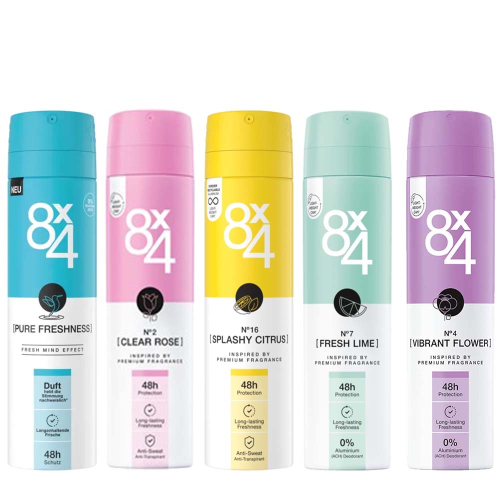 8x4 Deospray Voordeelpakket 5-Delig