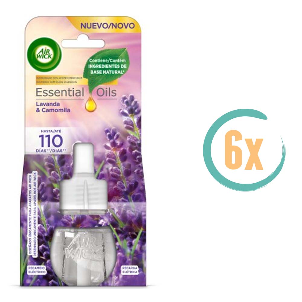 6x Airwick Elektrische Luchtverfrisser Navulling Lavendel & Kamille 19ml