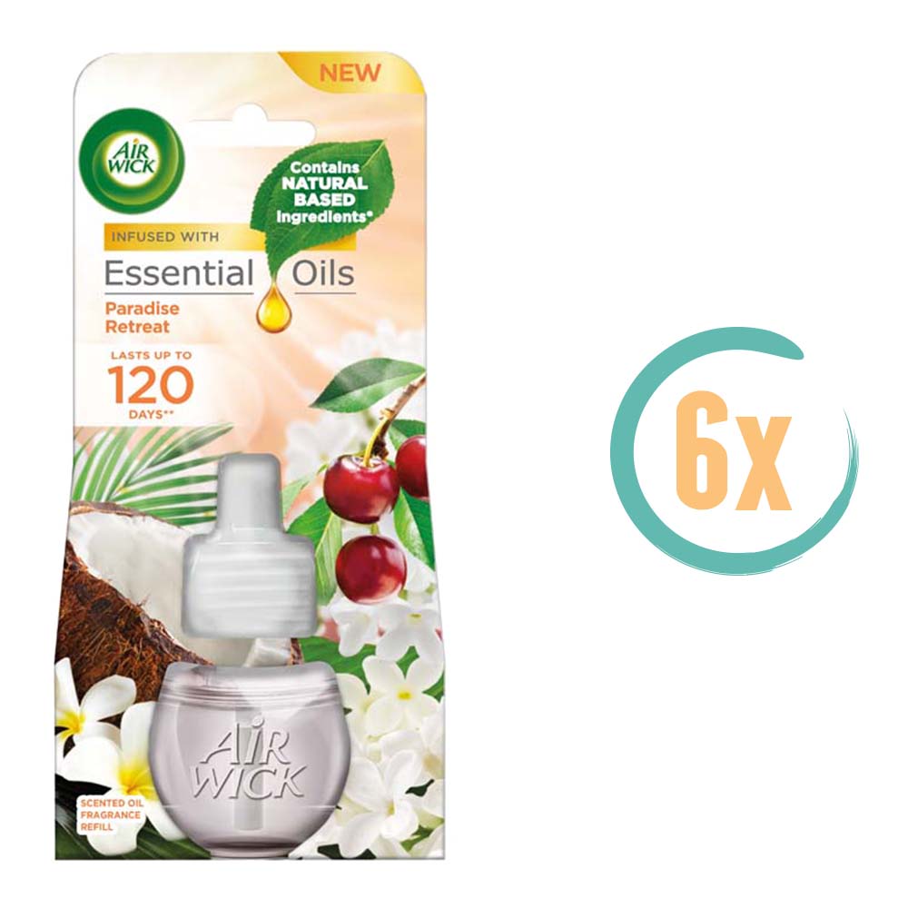 6x Airwick Elektrische Luchtverfrisser Navulling Paradise Retreat 19ml