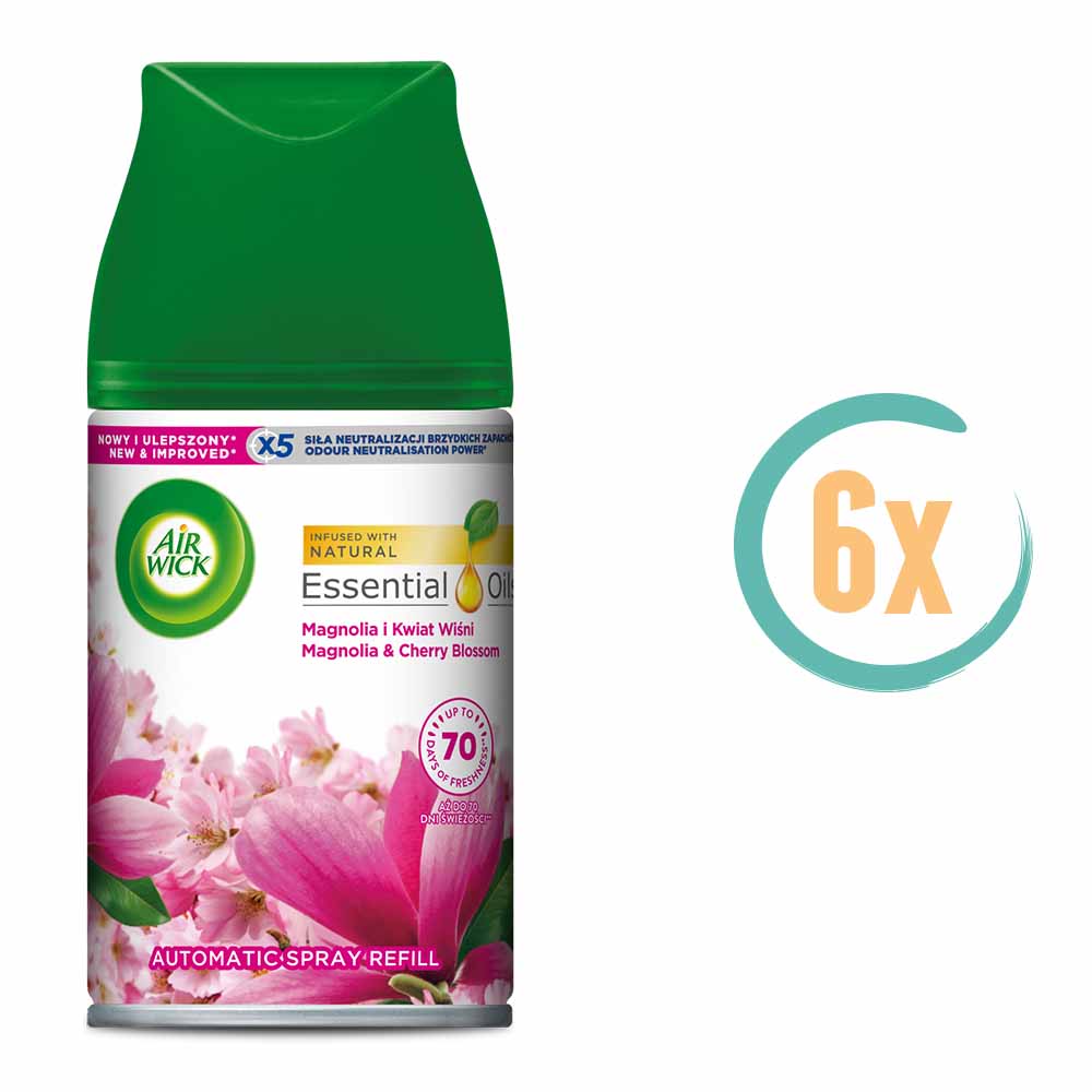 6x Airwick Freshmatic Navulling Magnolia & Kersenbloesem 250ml
