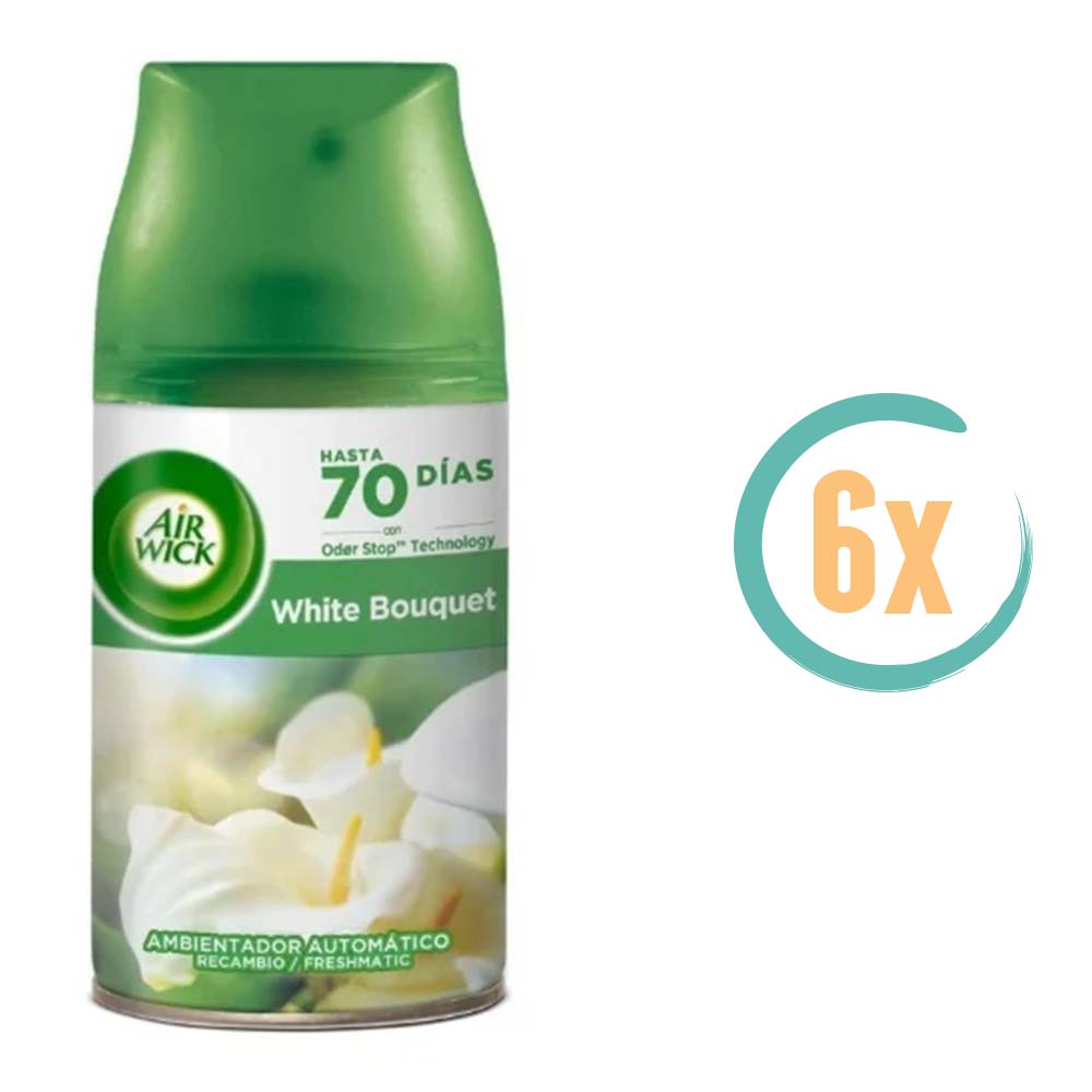 6x Airwick Freshmatic Navulling Witte Bloemen 250ml