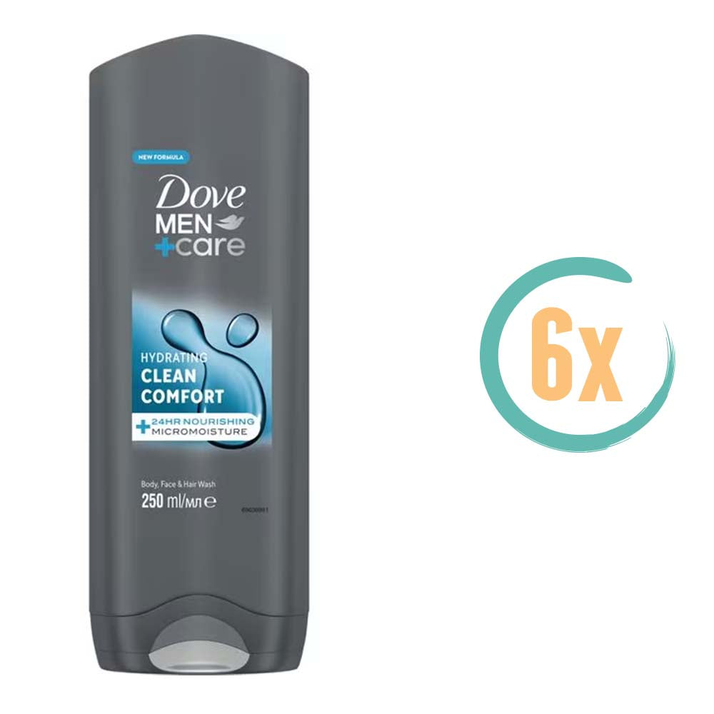 6x Dove Clean Comfort 3in1 Hydrating Douchegel 250ml