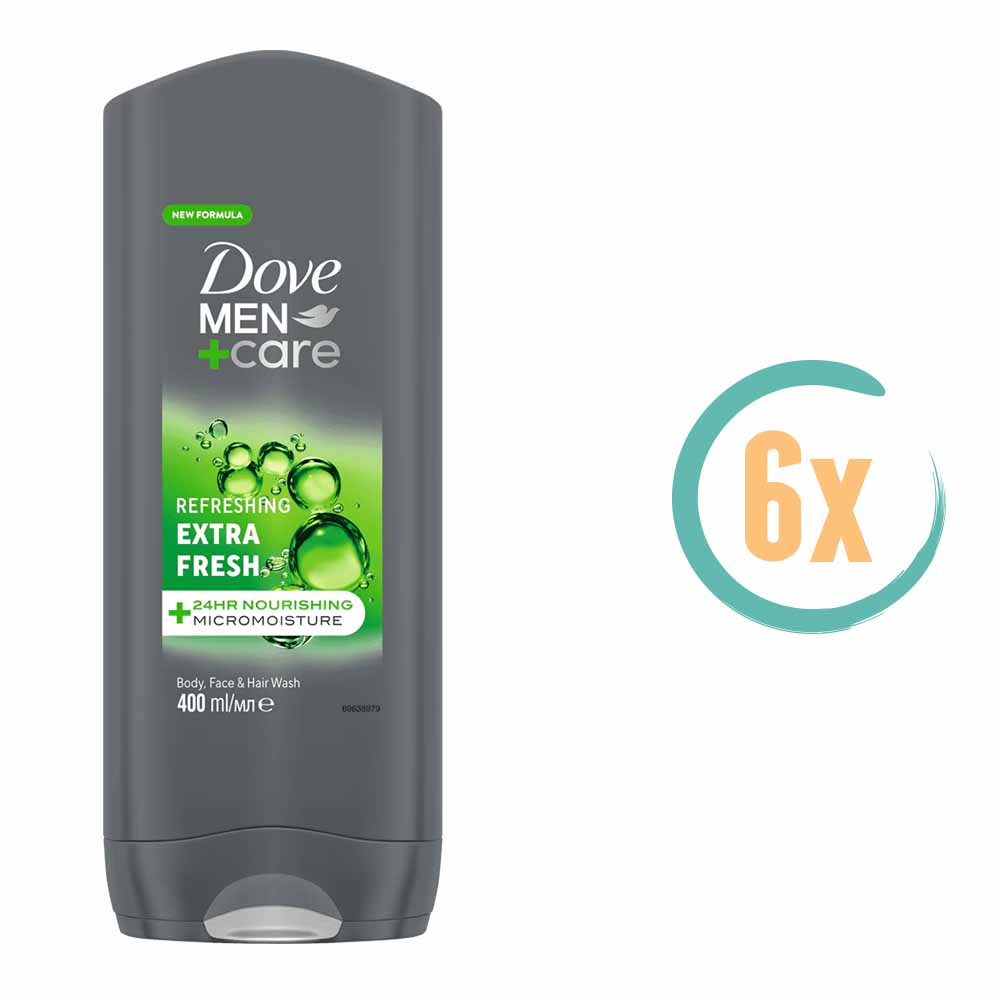 6x Dove Extra Fresh 3in1 Douchegel 400ml
