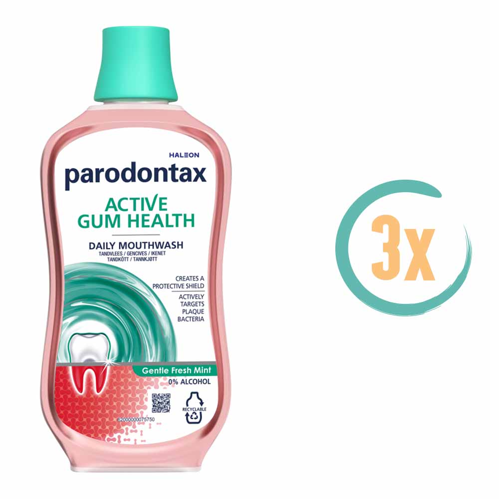 3x Parodontax Active Gum Health Fresh Mint Mondwater 500ml