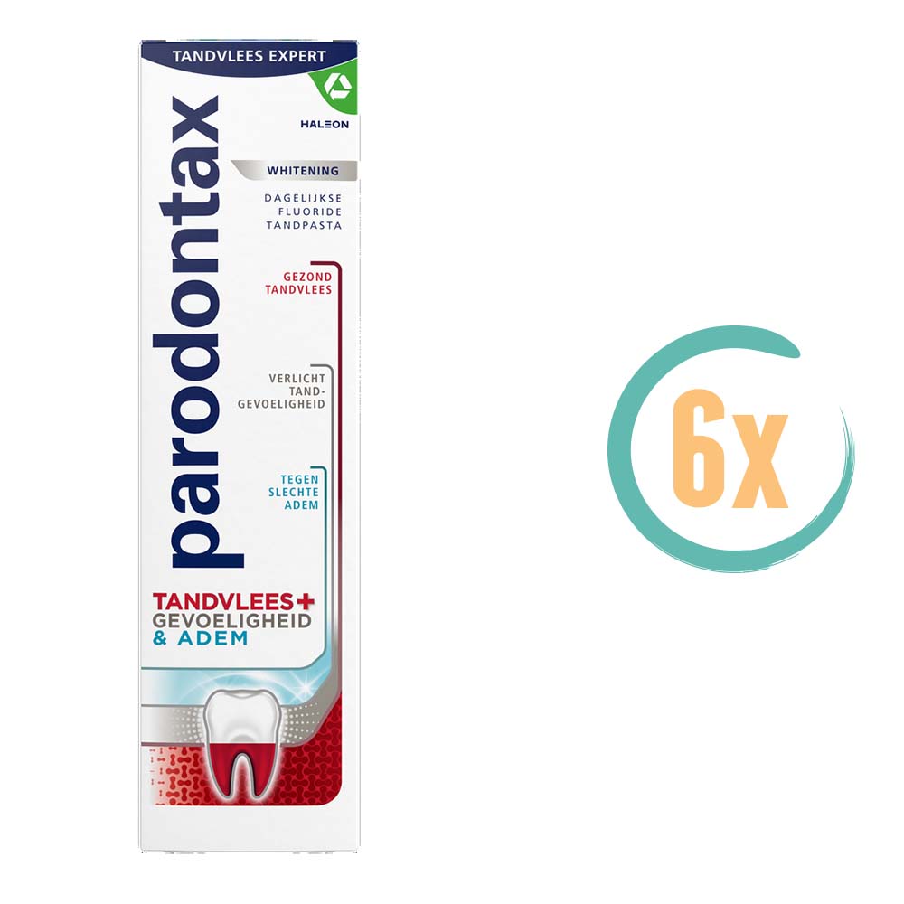 6x Parodontax Tandvlees + Gevoeligheid & Adem Whitening Tandpasta 75ml