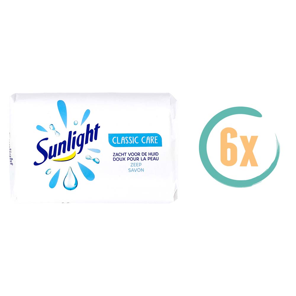 6x Sunlight Classic Care Zeep 125gr
