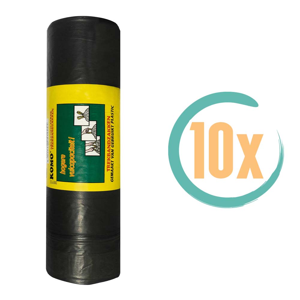 10x KOMO Afvalzakken met trekband 60L