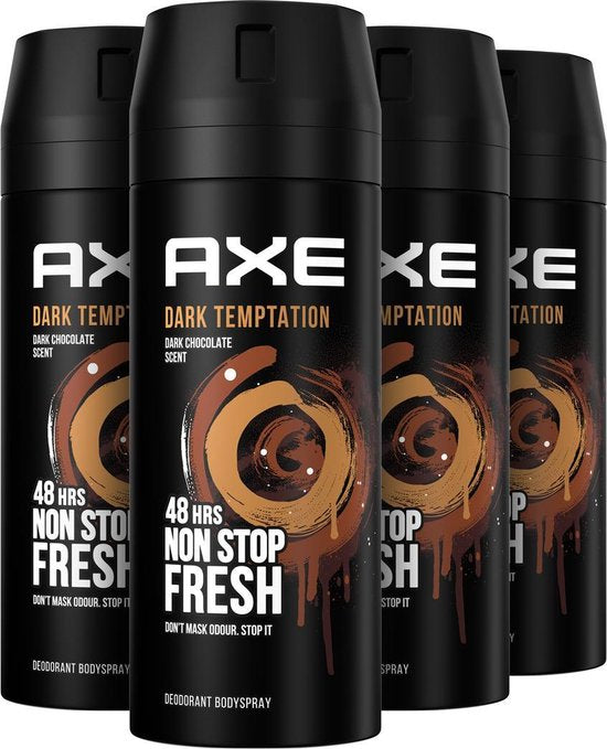4x Axe Dark Temptation Non Stop Fresh Deospray 150ml
