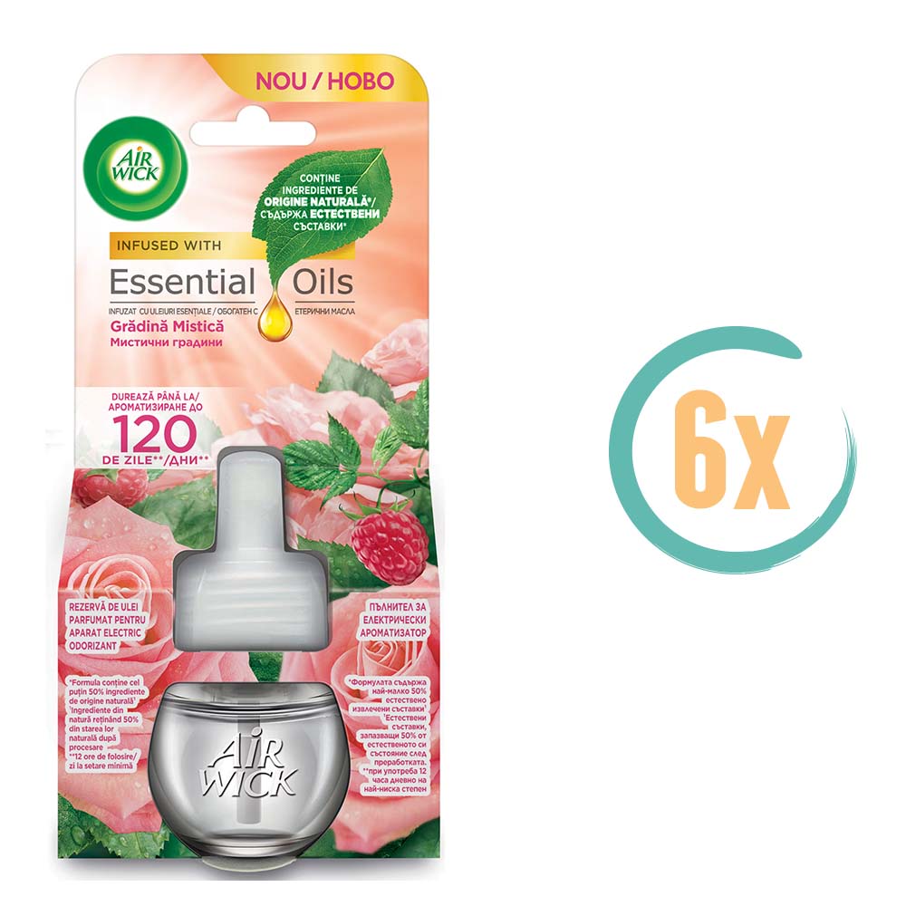 6x Airwick Elektrische Luchtverfrisser Navulling Mystic Garden 19ml