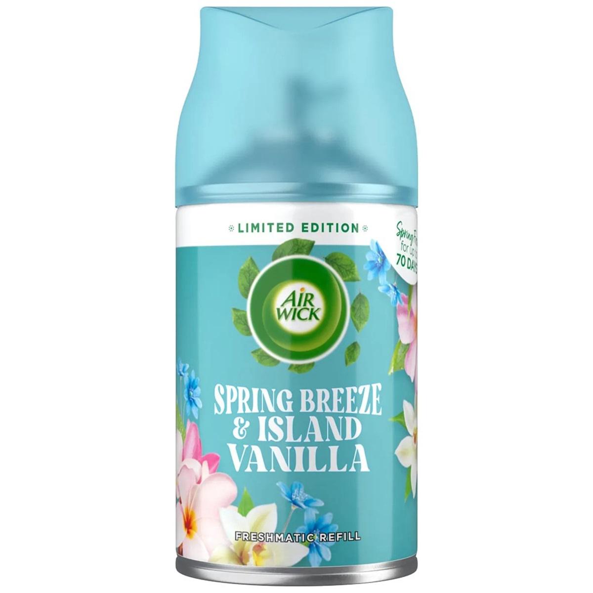 4x Airwick Freshmatic Navulling Spring Breeze & Vanilla Island 250ml
