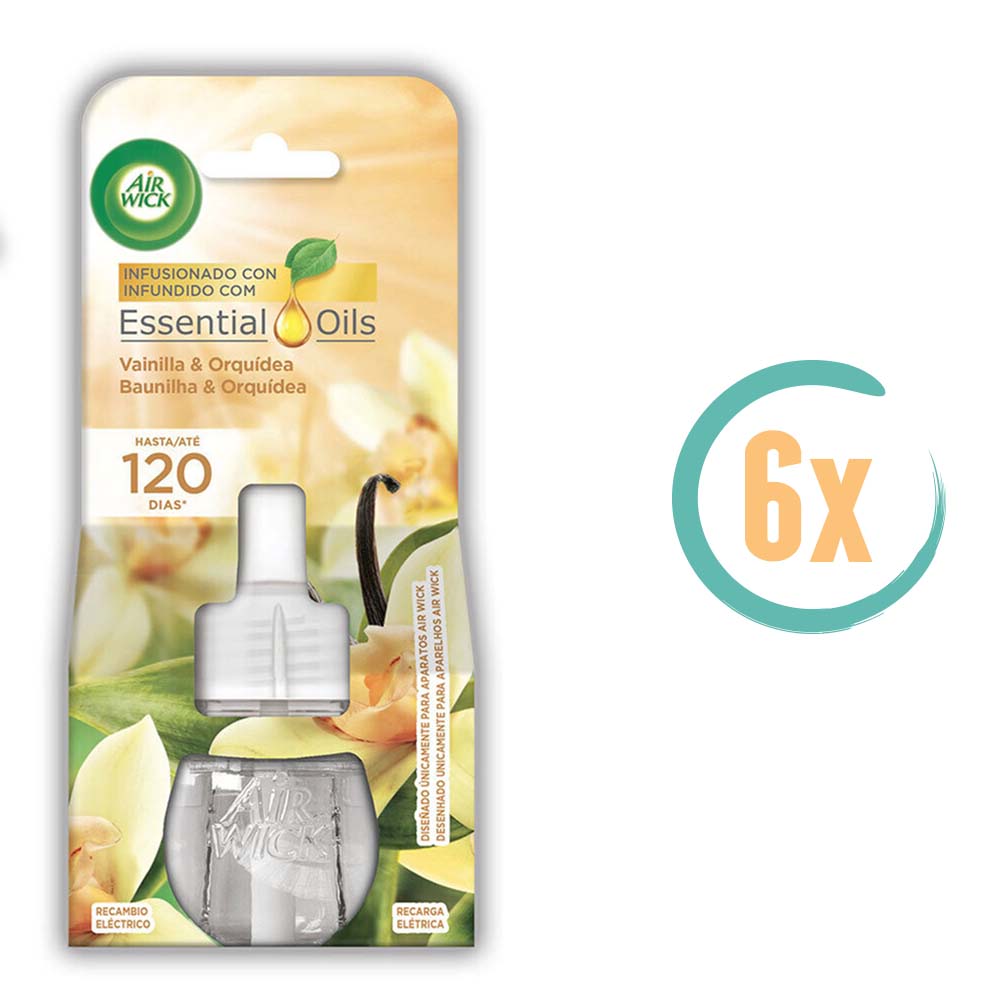 6x Airwick Elektrische Luchtverfrisser Navulling Vanille & Orchidee 19ml