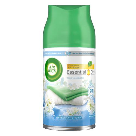 4x Airwick Freshmatic Navulling Crisp Linen & Lilac 250ml