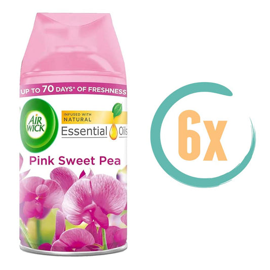 6x Airwick Freshmatic Navulling Pink Sweet Pea 250ml, VoordeligInslaan.nl