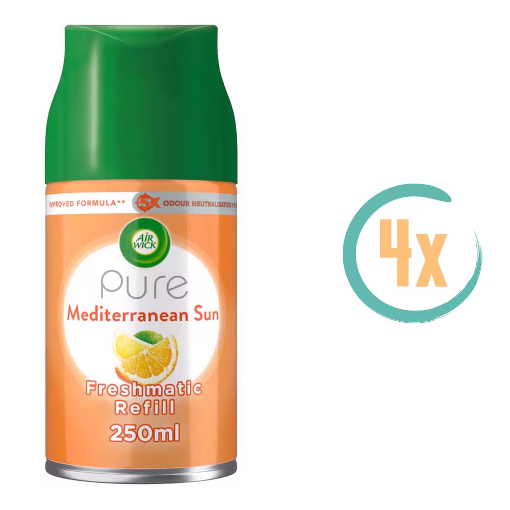 4x Airwick Freshmatic Navulling Pure Mediterranean Sun 250ml