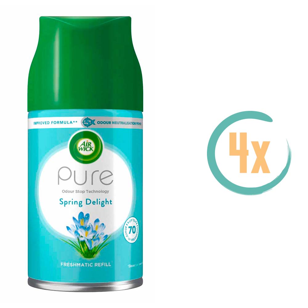 4x Airwick Freshmatic Navulling Pure Spring Delight 250ml