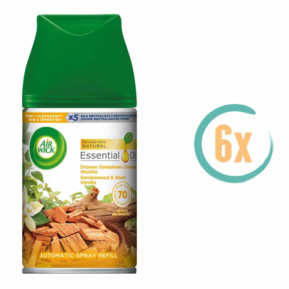 6x Airwick Freshmatic Navulling Sandelwood & Warm Vanilla 250ml