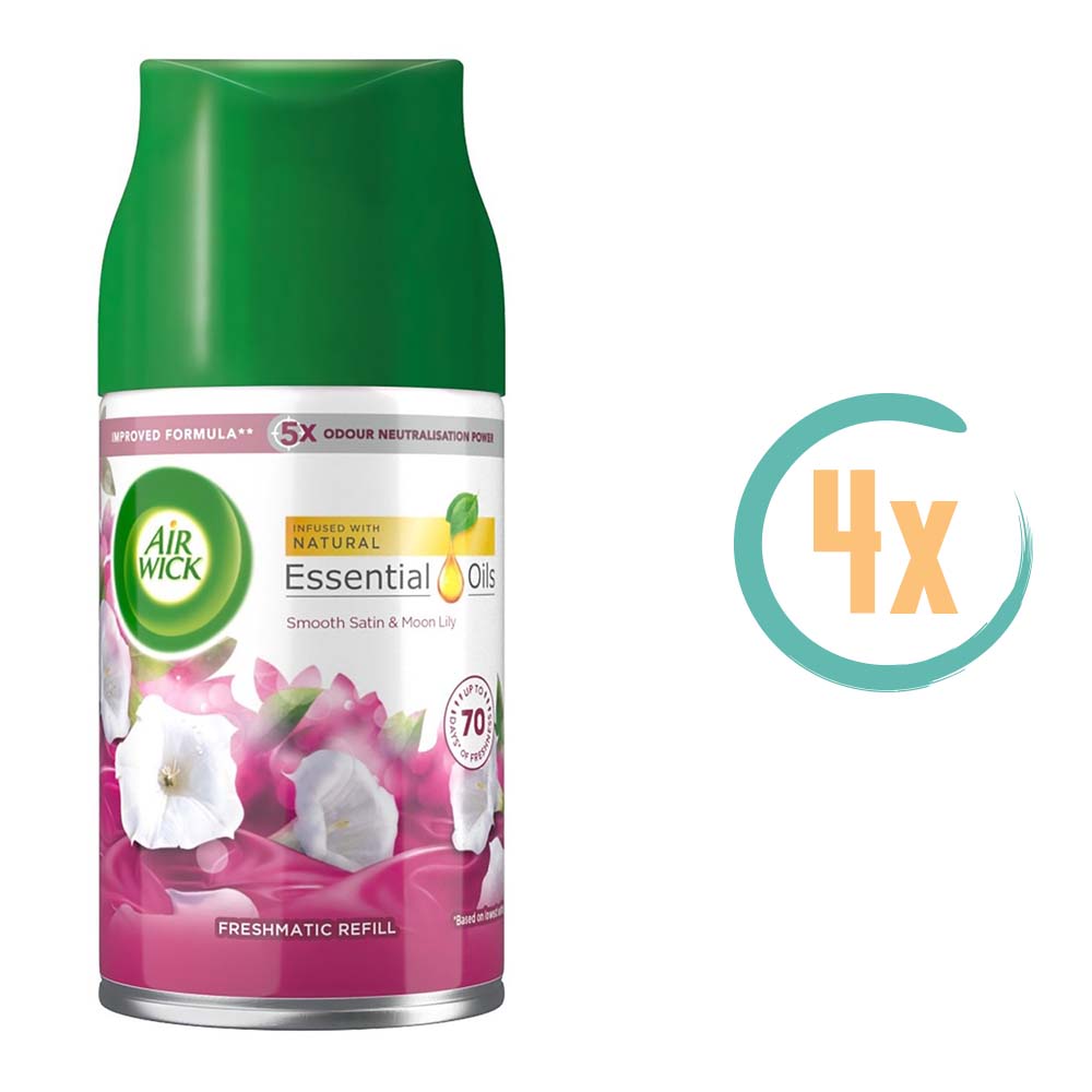 4x Airwick Freshmatic Navulling Smooth Satin & Moon Lily 250ml