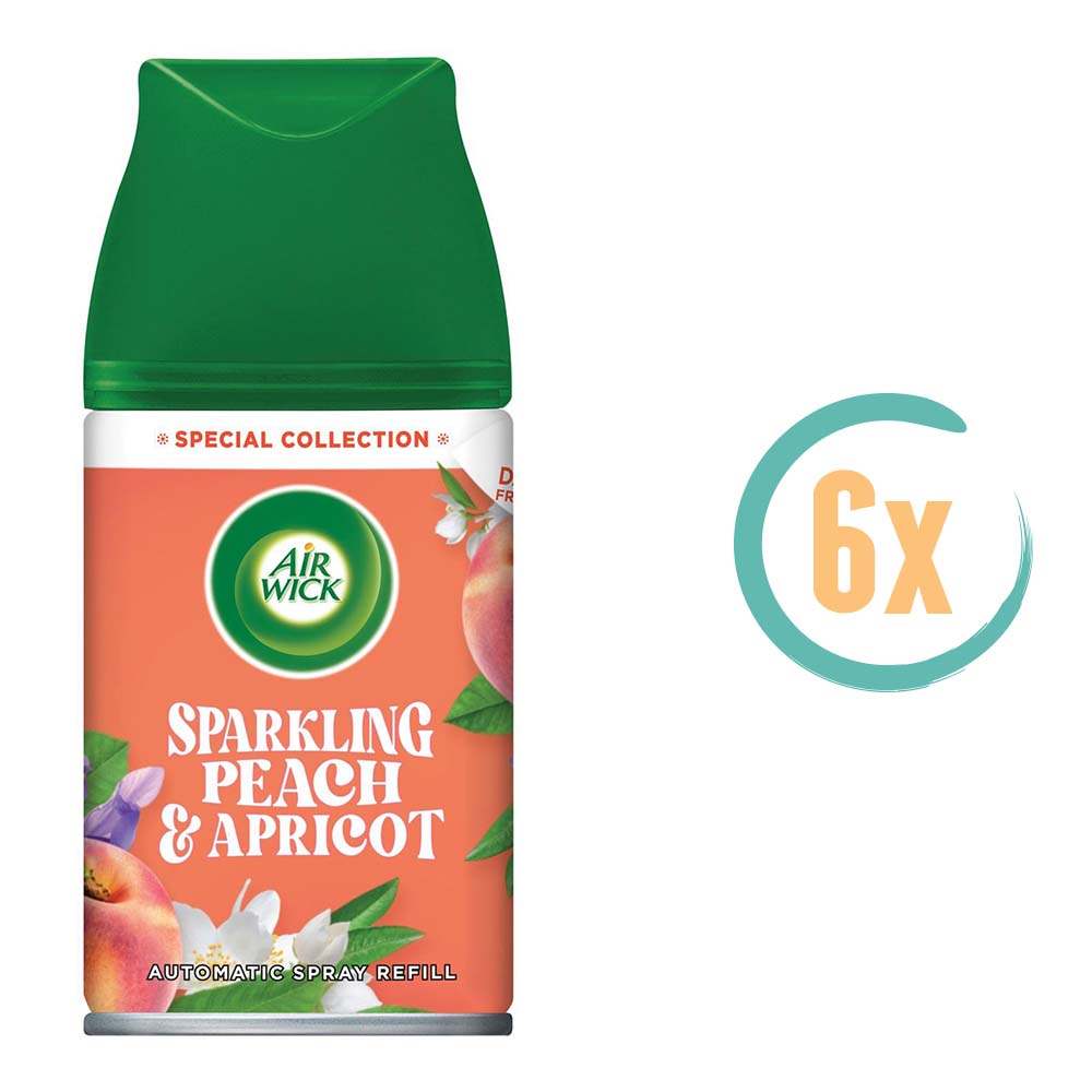 6x Airwick Freshmatic Navulling Sparkling Peach & Apricot 250ml