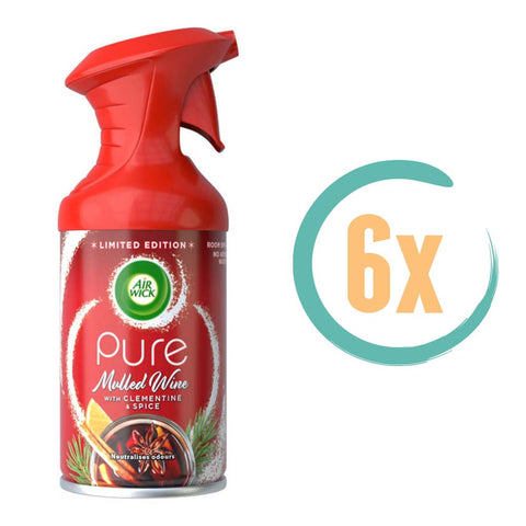 6x Airwick Pure Luchtverfrisser Spray Mulled Wine 250ml