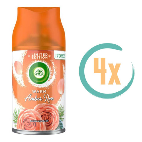 4x Airwick Freshmatic Navulling Warm Amber Rose 250ml
