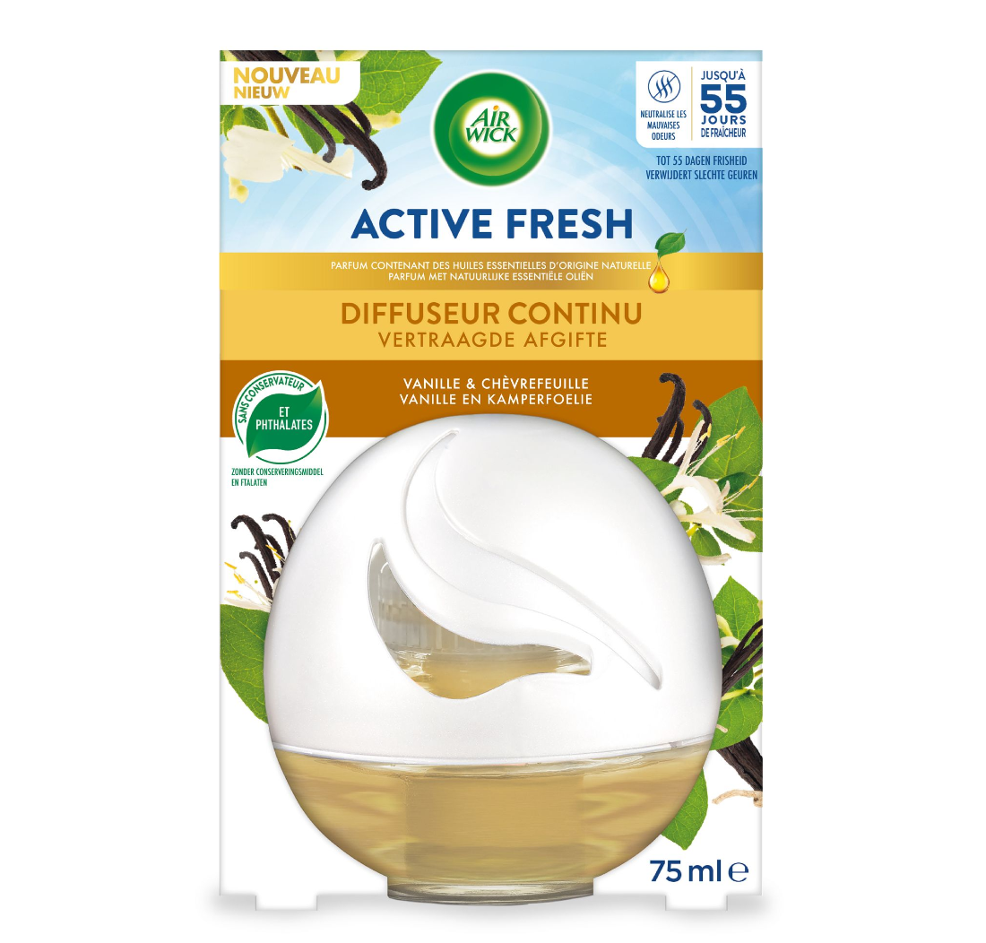 6x Airwick Vanille & Kamperfoelie Decosphere Luchtverfrisser 75ml