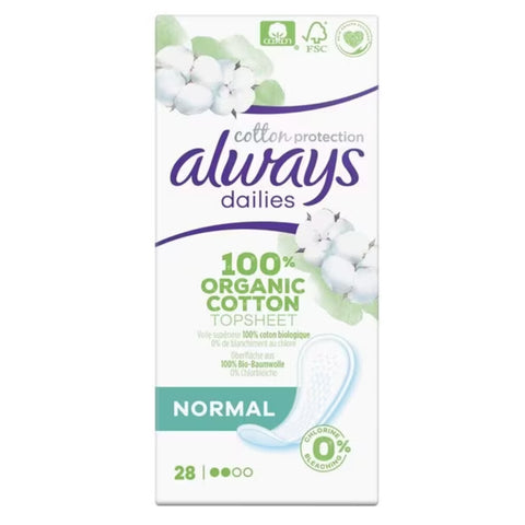 8x Always Dailies Bio Cotton Inlegkruisjes Normaal 28 stuks