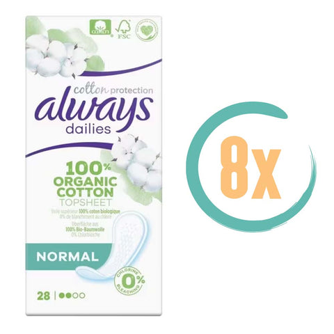 8x Always Dailies Bio Cotton Inlegkruisjes Normaal 28 stuks