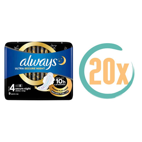 20x Always Secure Night Maandverband Instant Dry