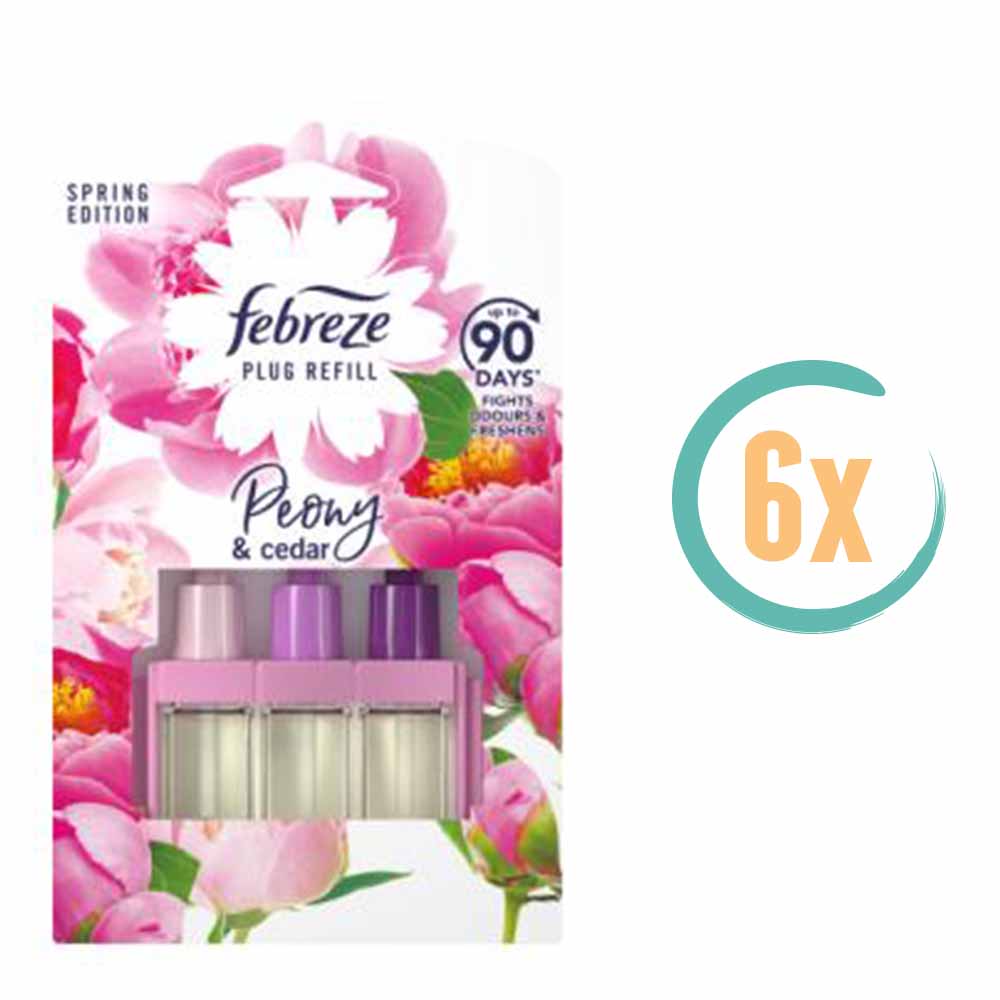 6x Ambi Pur Febreze 3Volution Navulling Peony & Cedar 20ml