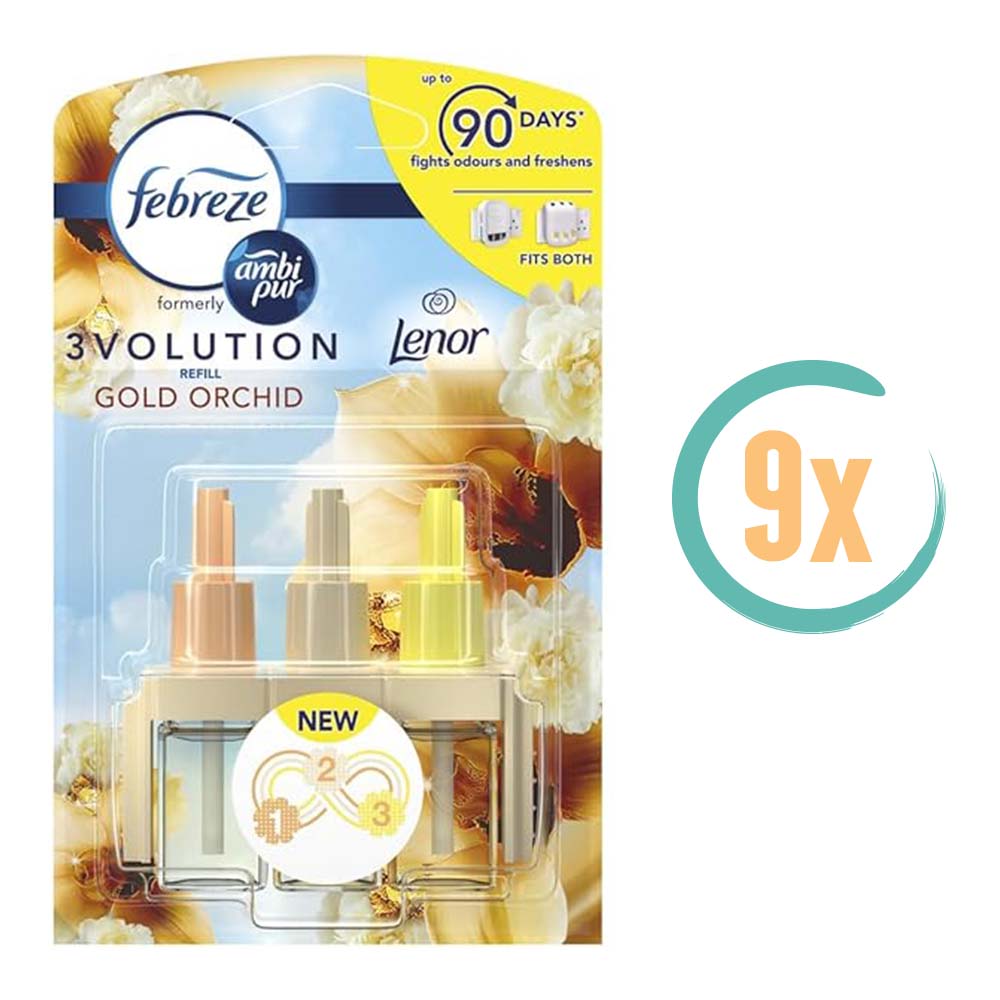 9x Ambi Pur 3Volution Lenor Gold Orchid Navulling 20ml