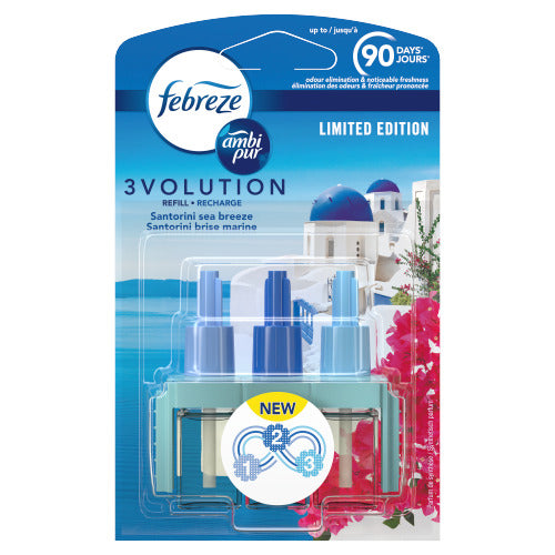 9x Ambi Pur 3volution Santorini Sea Breeze Navulling 20ml, VoordeligInslaan.nl