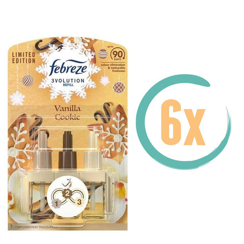6x Ambi Pur Febreze 3Volution Navulling Vanilla Cookie 20ml