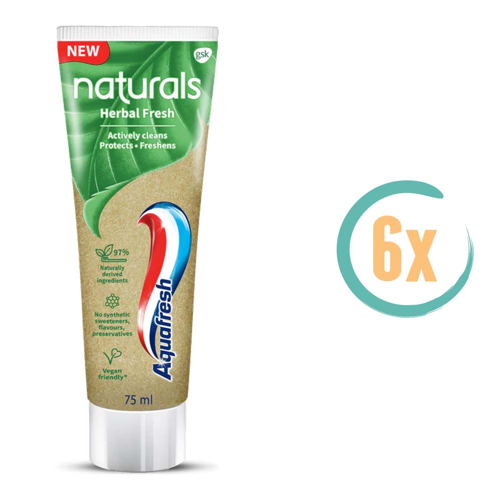 6x Aquafresh Naturals Herbal Fresh Tandpasta 75ml