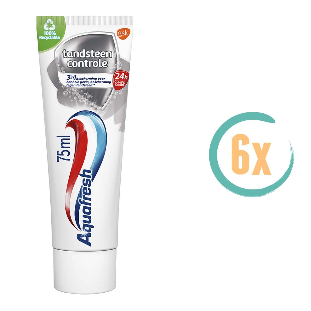 6x Aquafresh Tandsteen Controle Tandpasta GSK 75ml