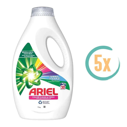 5x Ariel Color Clean & Fresh Wasmiddel 1L