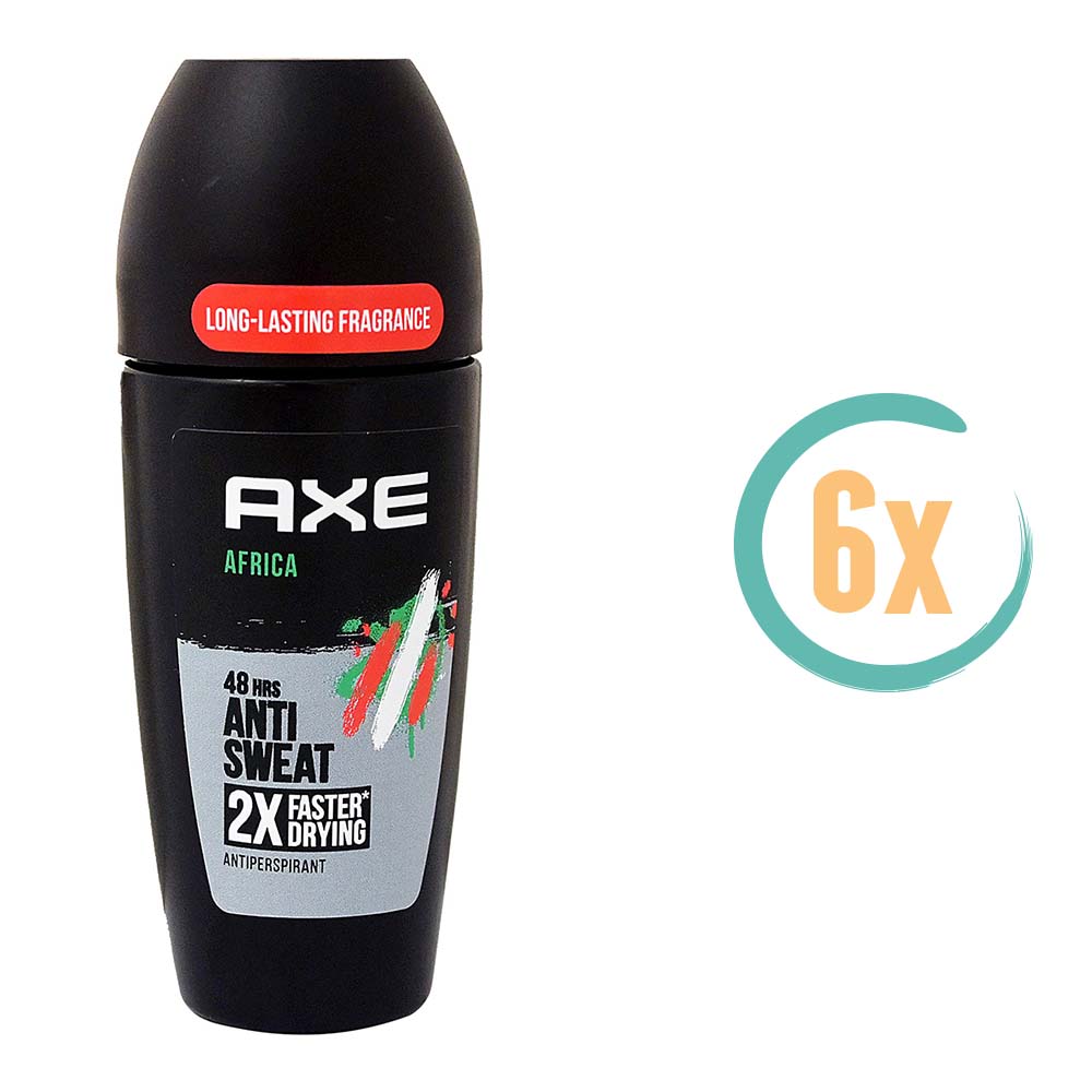6x Axe Africa Anti Sweat Deoroller 50ml