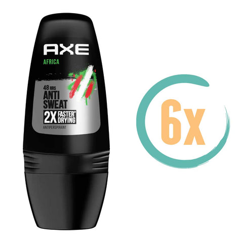 6x Axe Africa Anti Sweat Deoroller 50ml