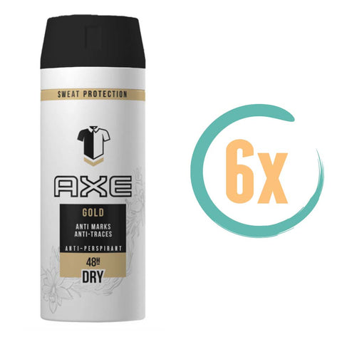 6x Axe Gold Dry Deospray 150ml