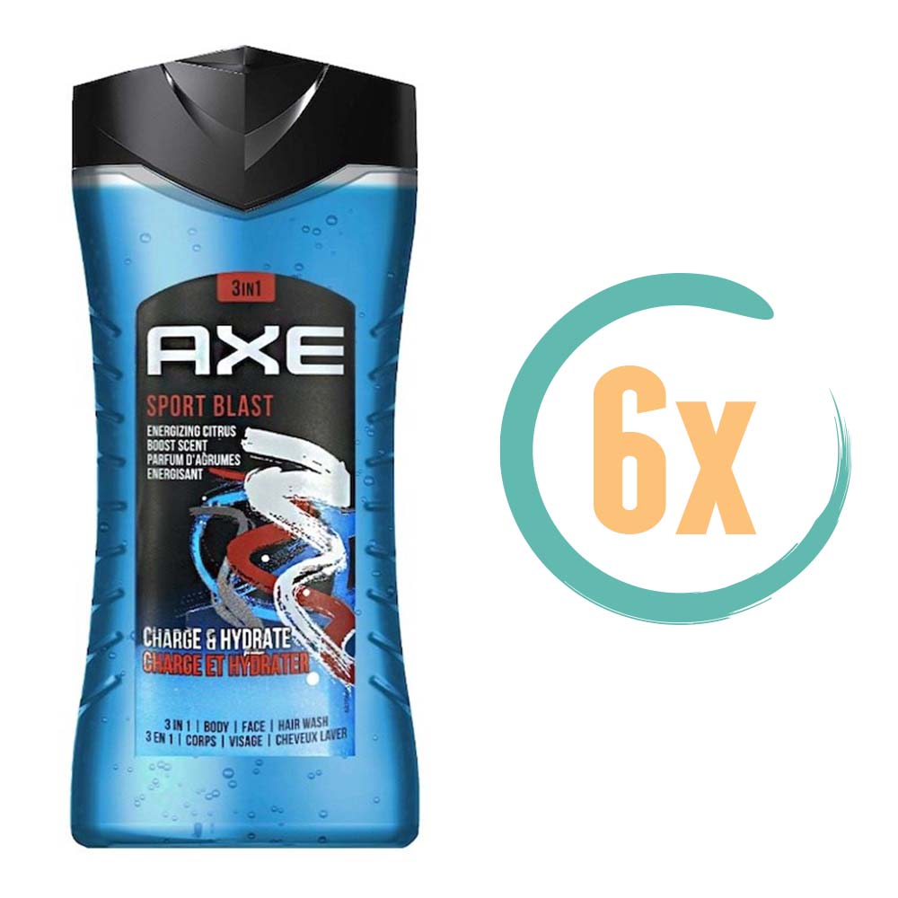 6x Axe Sport Blast 3in1 Douchegel 250ml