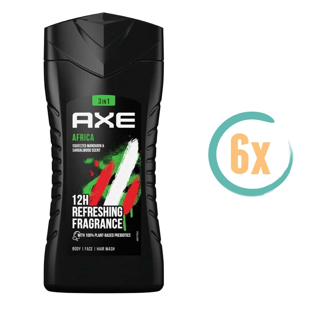 6x Axe Africa 3in1 Douchegel 250ml