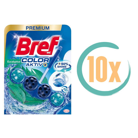 10x Bref Color Active+ Eucalyptus Toiletblok 50g