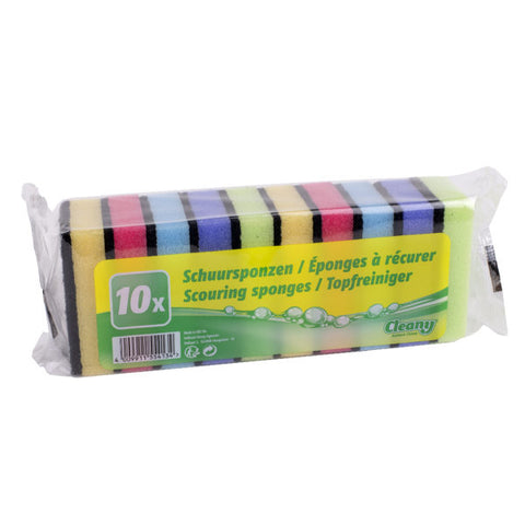 12x Cleany Multicolor Schuursponsjes 10 stuks