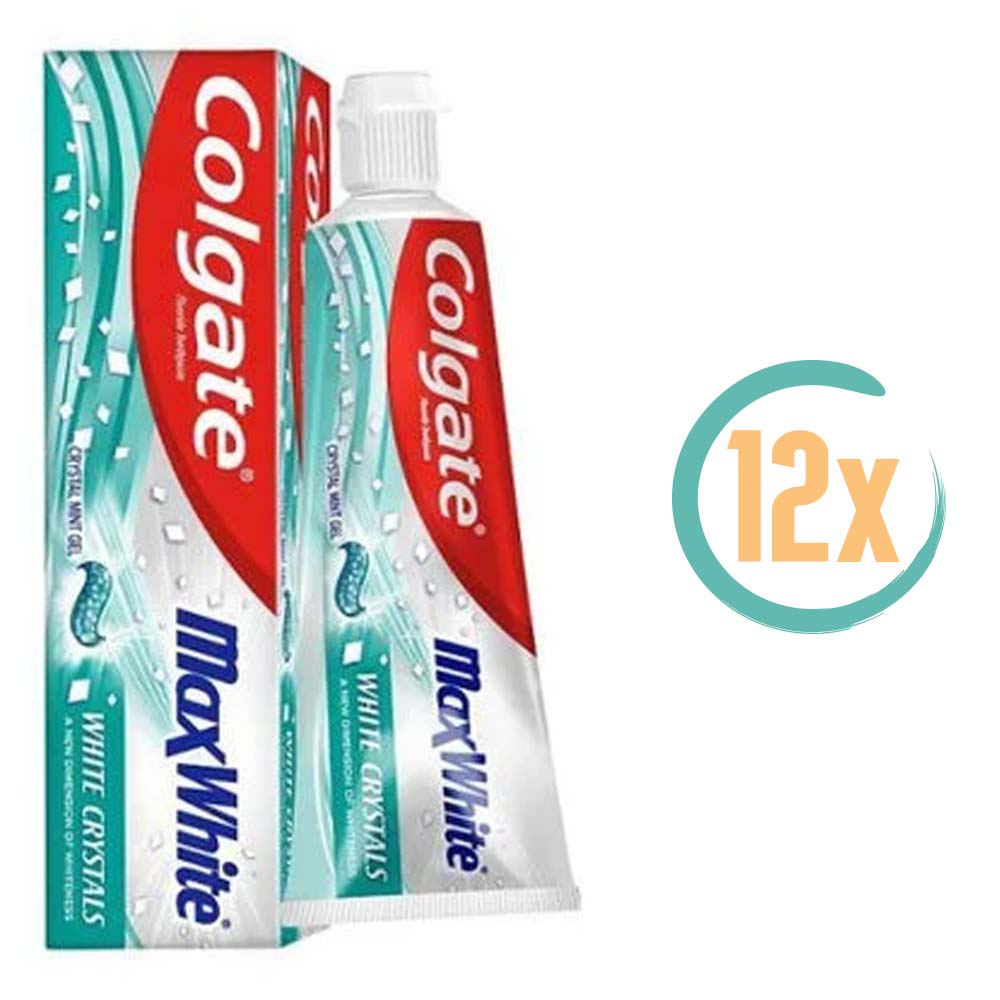 12x Colgate Max White Tandpasta Whitening Crystals 100ml