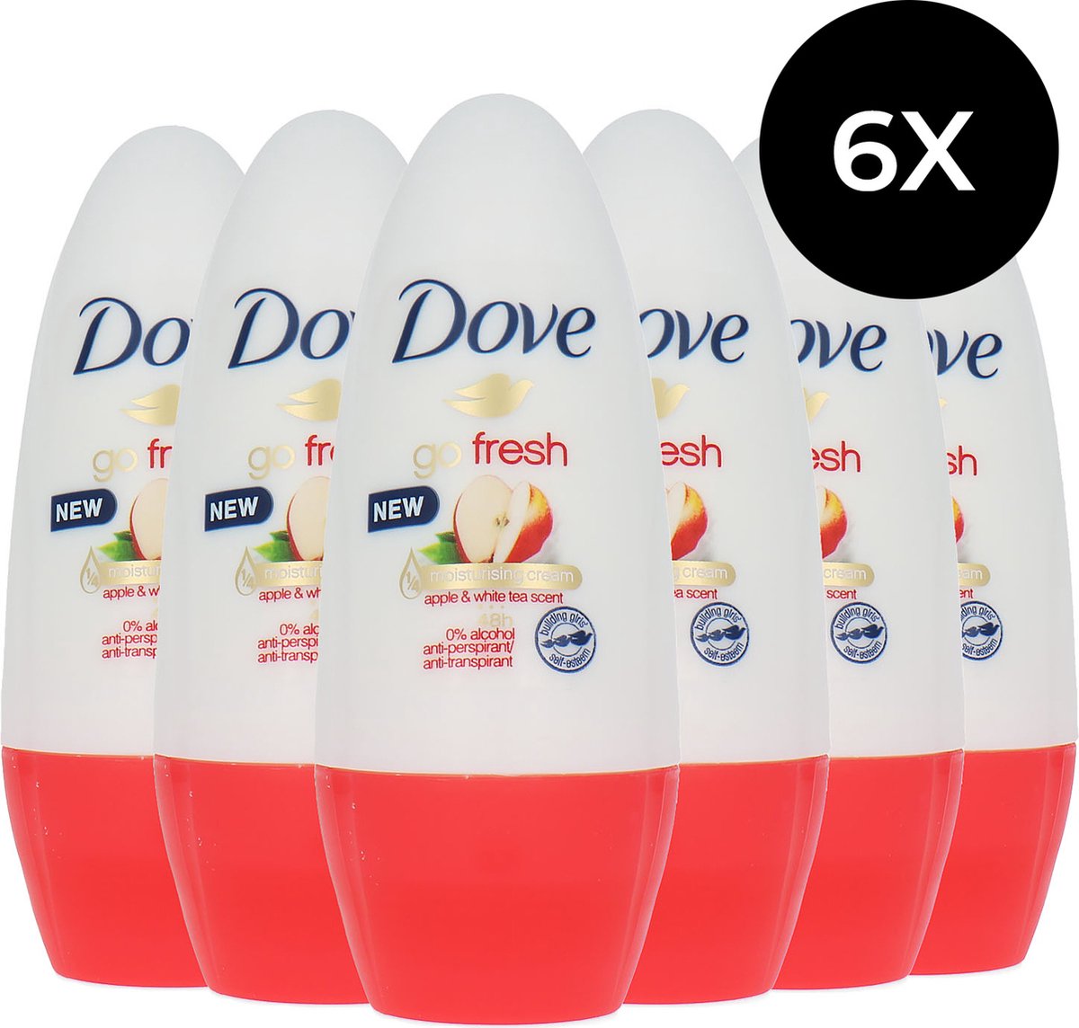 6x Dove Apple & White Tea Deoroller 50ml, VoordeligInslaan.nl