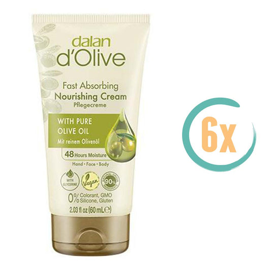 6x Dalan d'Olive Nourishing Hand & Body Cream 60ml