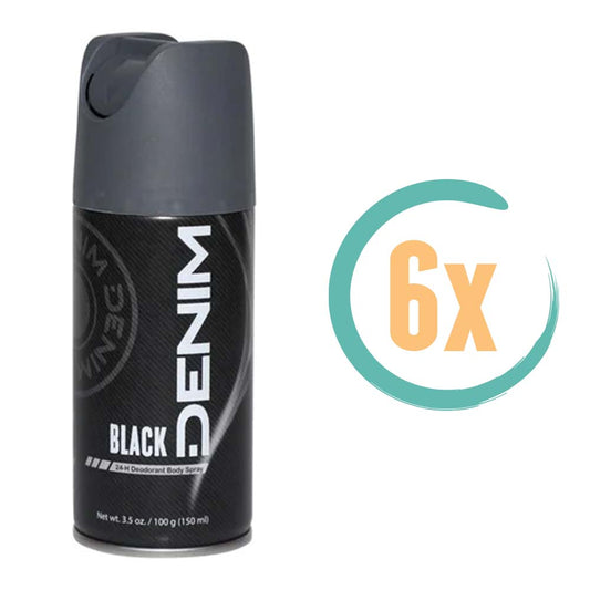 6x Denim Black Deospray 150ml, VoordeligInslaan.nl