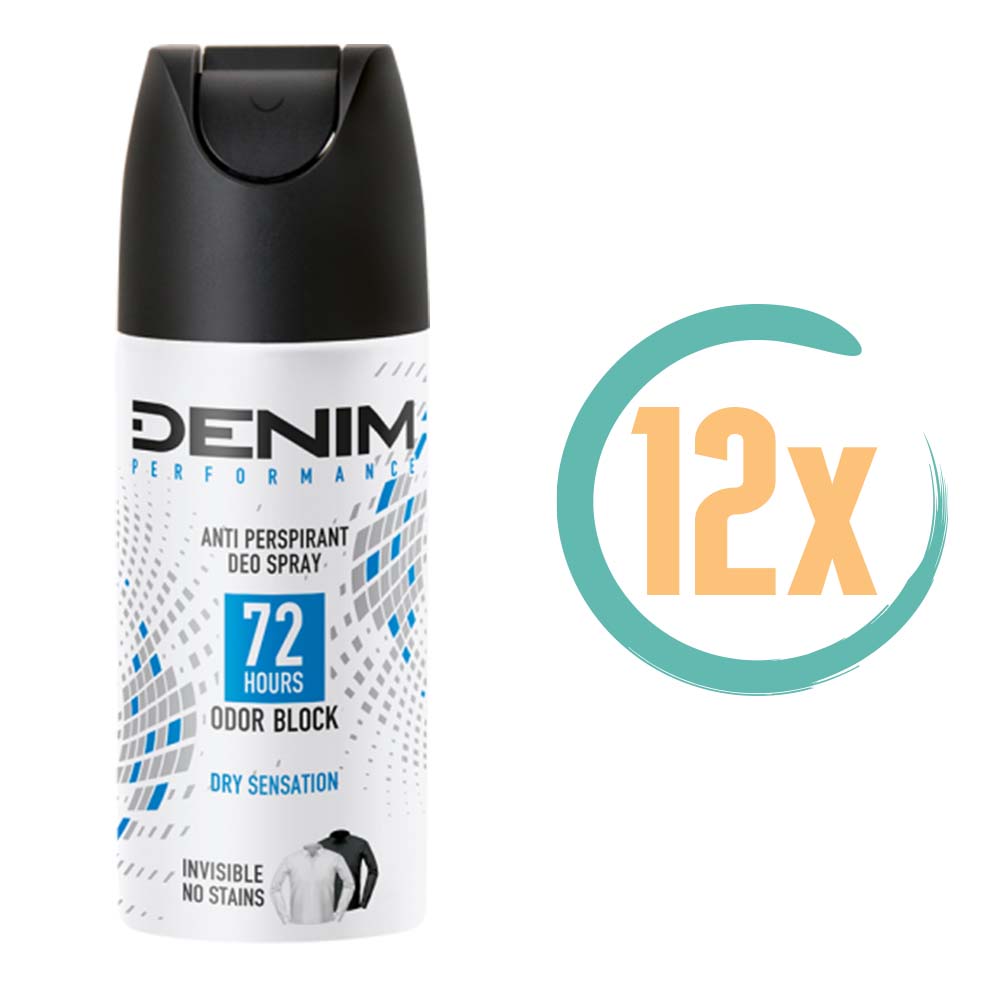 12x Denim Dry Sensation 72H Deospray 150ml, VoordeligInslaan.nl