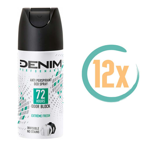12x Denim Extreme Fresh 72H Deospray 150ml