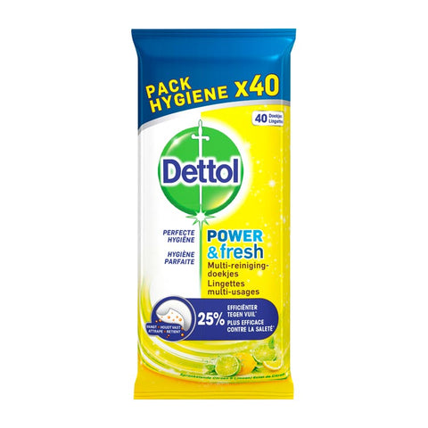 8x Dettol Power & Fresh Citroen Schoonmaakdoekjes - 40 doekjes