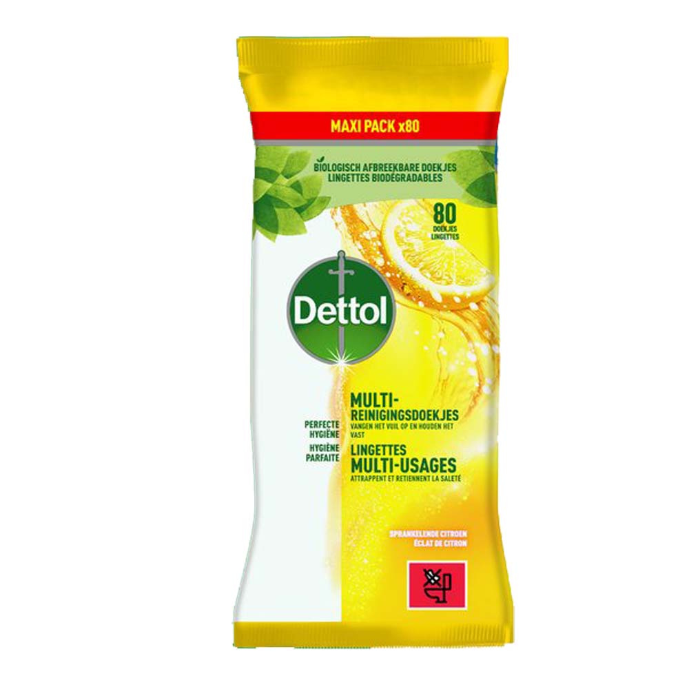 5x Dettol Multi Reinigingsdoekjes Citroen 80 stuks